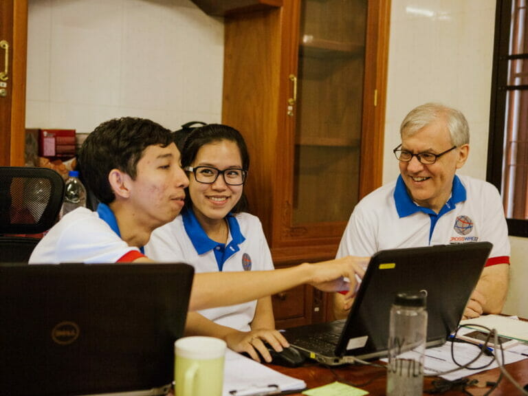 Paul Hughes mentoring staff at Khalibre in Cambodia