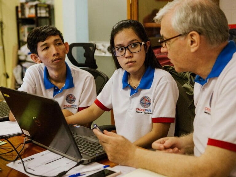 Paul Hughes mentoring staff at Khalibre in Cambodia
